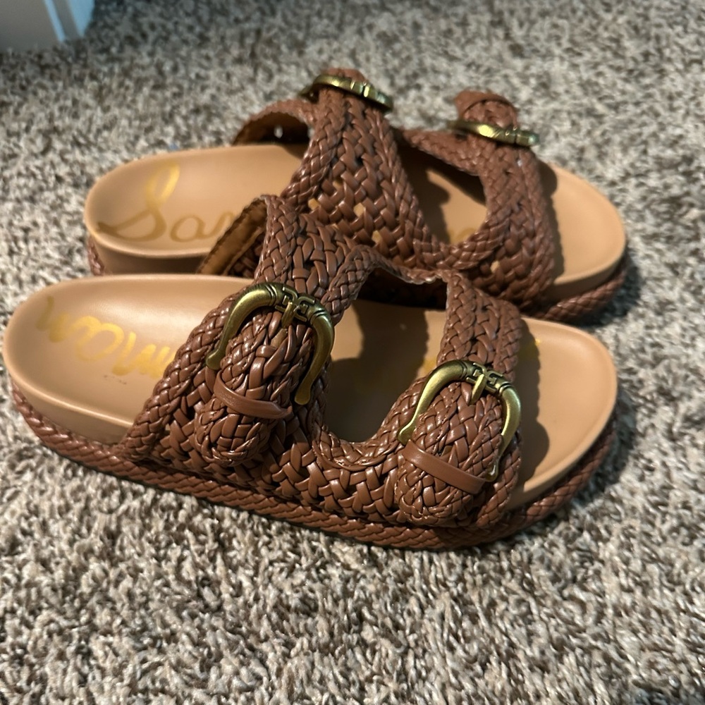 Sam Edelman Brown Woven Slide Sandals